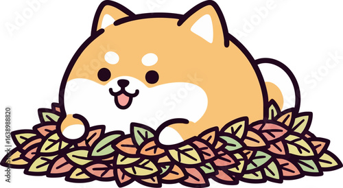 Shiba Inu in Autumn Leaves - Cozy Fall Dog