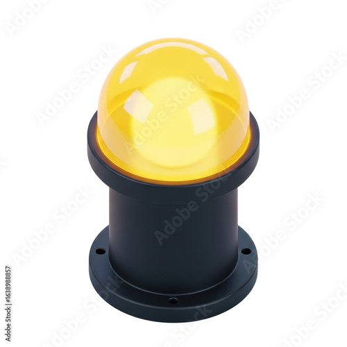 Illuminated Yellow Dome Light with Black Base, Modern Design and Style