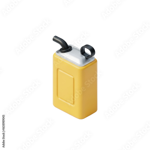 Isometric View of a Yellow Fuel Canister with Black Spout and Handle