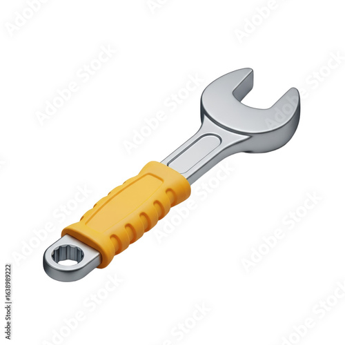 Modern Adjustable Wrench with Vibrant Yellow Handle