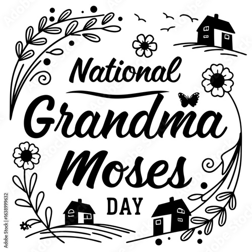 NATIONAL GRANDMA MOSES DAY vector illustration