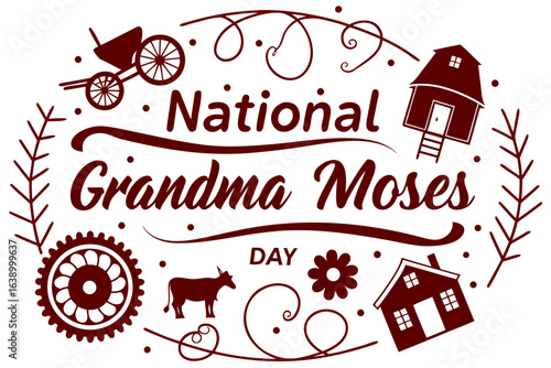 NATIONAL GRANDMA MOSES DAY vector illustration