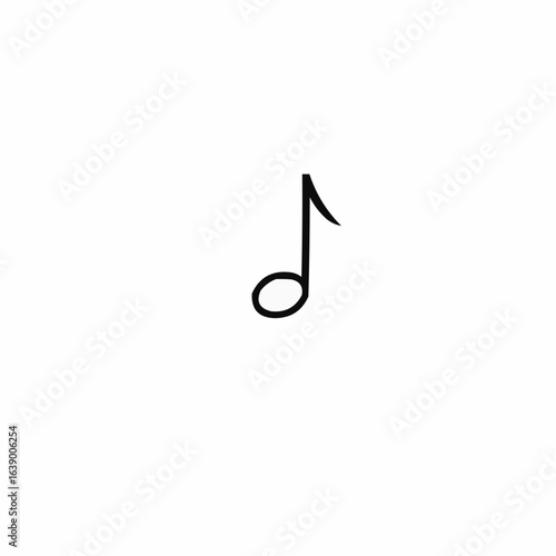 Outline of a musical note on white background, music concept, copy space