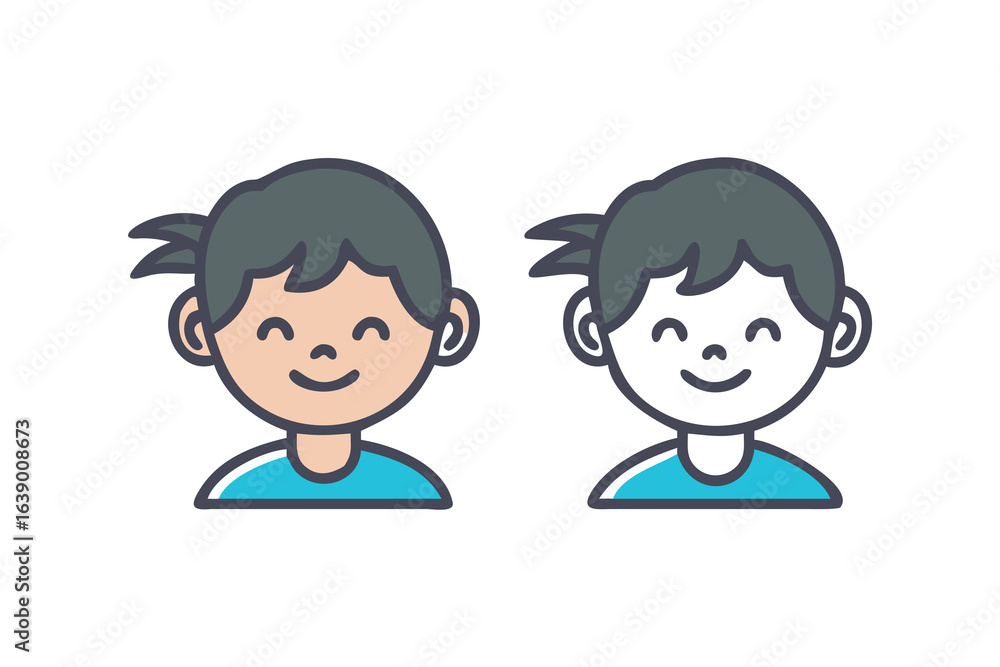 Smiling boy avatar icon color and outline style Smiling boy avatar icon color and outline style