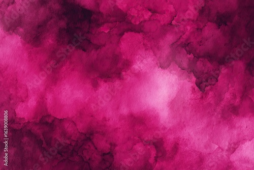 Abstract watercolor background of deep pink and maroon hues, with soft, flowing forms