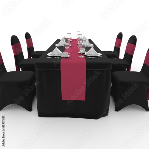 3d render Banquet Table and Chair design element Furniture
