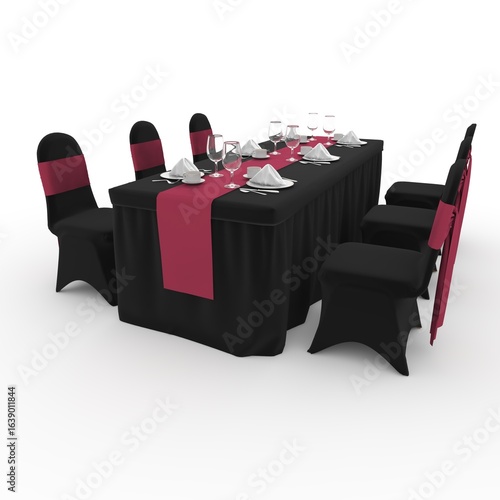 3d render Banquet Table and Chair design element Furniture