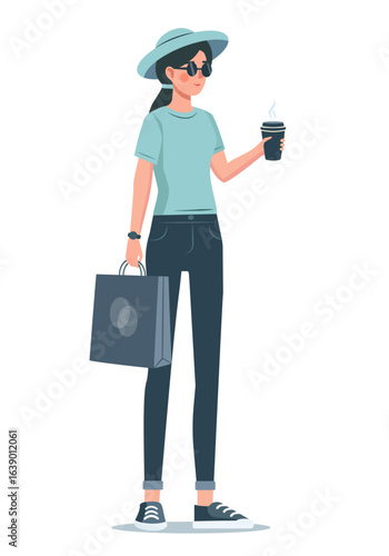 The shopping. Colored vector flat illustration. White background.