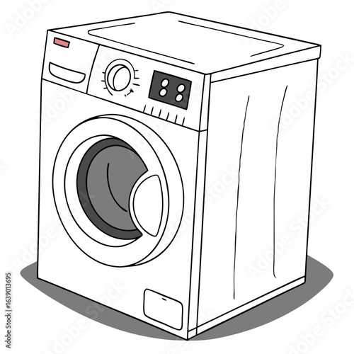 Flat Style Front-Loading Washing Machine, Isolated Home Appliance Vector. Perfect for: Spring Cleaning Day, Home Appliance Expo, Dorm Room Setup
