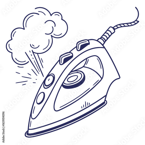 Flat Style Steam Iron with Spraying Steam, Isolated Home Appliance Vector. Perfect for: Fashion Week, Home Organization Expo, Laundry Day