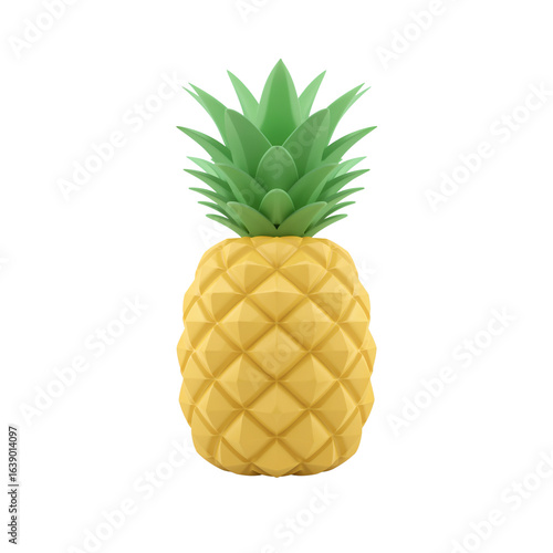 Isolated pineapple artwork with geometrical texture and vibrant colors on simple field