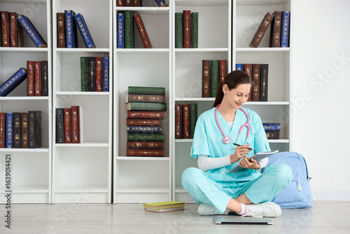 Female medical intern with ...