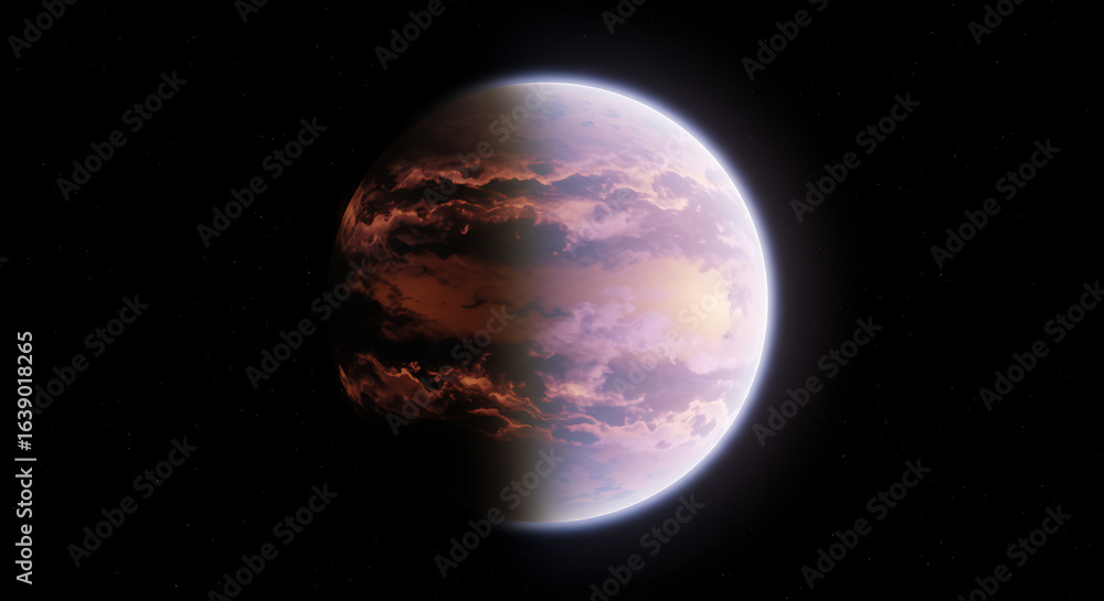 Fototapeta premium A Large Red Planet With A Black Background