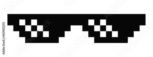 Thug life meme shades sunglasses silhouette icon symbol with pixel style cartoon vector