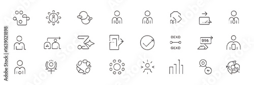 A Comprehensive Collection of Thin Line Vector Icons for Business and Technology Applications Representing Various Concepts