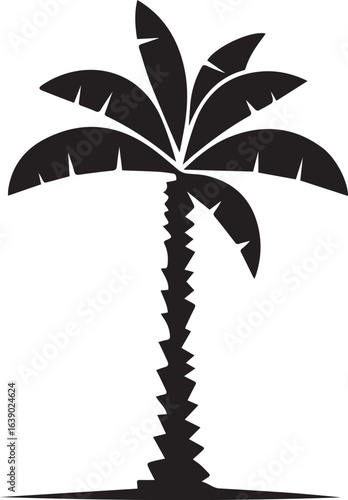 Silhouette Style Vector Palmetto Tree Logo Icon – Minimal Tropical Palm Symbol for Coastal, Beach, Resort, or Travel Branding, Elegant Monochrome Nature Graphic Design for Print, Web, and Merchandise