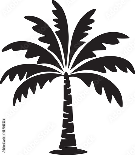 Silhouette Style Vector Palmetto Tree Logo Icon – Minimal Tropical Palm Symbol for Coastal, Beach, Resort, or Travel Branding, Elegant Monochrome Nature Graphic Design for Print, Web, and Merchandise