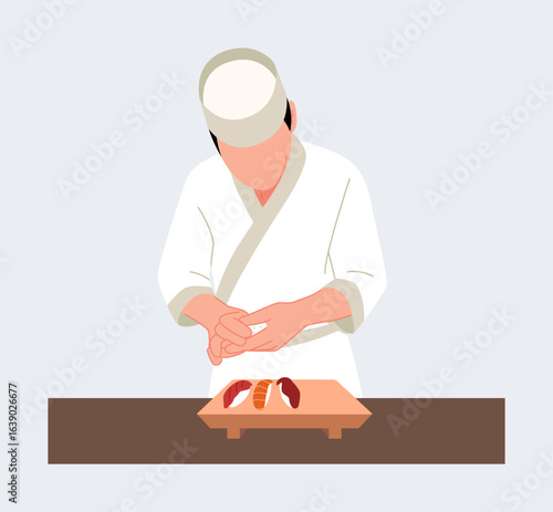 The chef is making sushi.