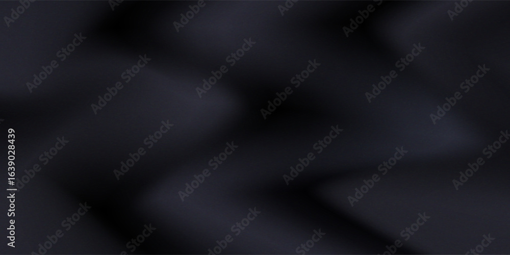 Fototapeta premium Abstract background with silk cloth texture, shiny satin curtain with waves and drapery. Vector realistic wallpaper with luxury flowing black textile.