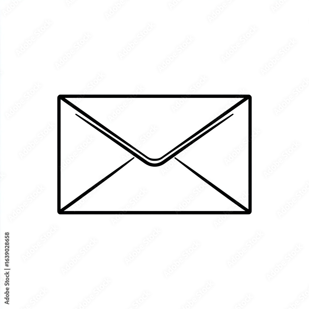 Simple black line drawing of an open envelope Simple black line drawing of an open envelope