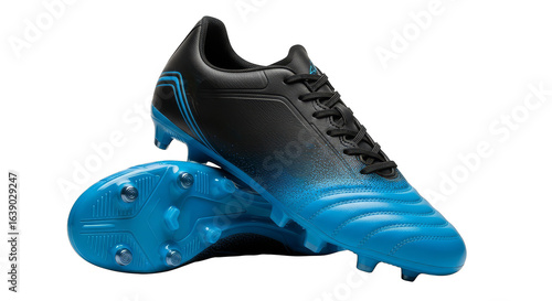 Gradient blue sports cleats on black