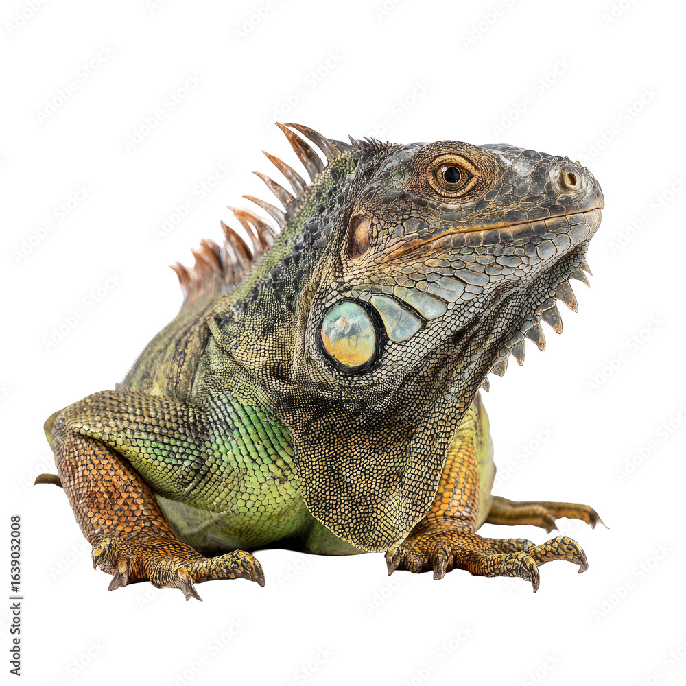 Obraz premium Close-up profile of a vibrant iguana