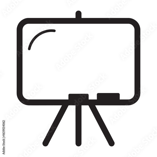 Whiteboard Illustration Depicting Presentation Board with Stand Used for Teaching Purposes with Minimalist Design Perfect for Education