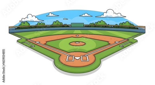 Cartoon Baseball Field Illustration