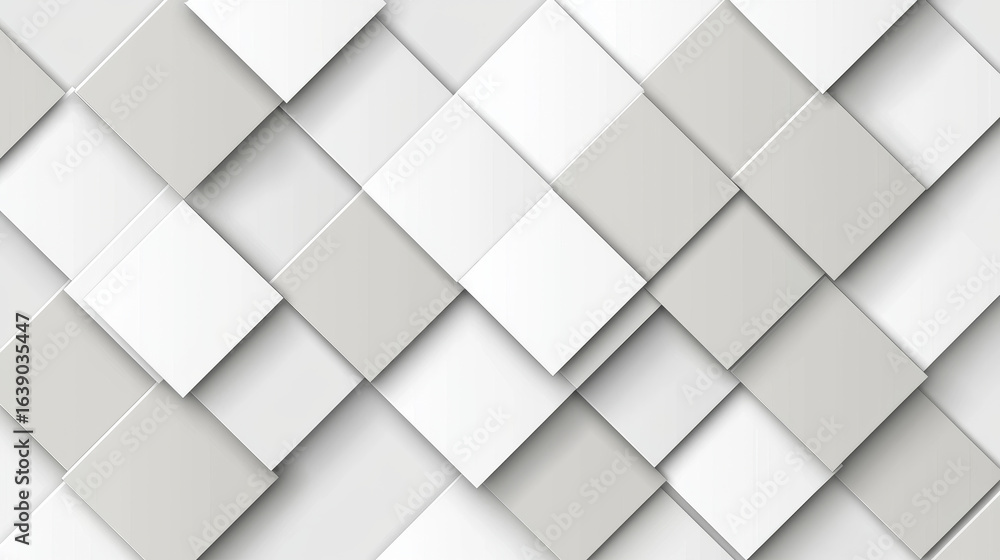 Fototapeta premium Abstract grayscale square pattern, layered design, geometric texture
