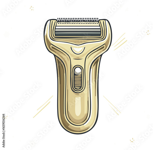 Depilatory Device: Illustration of a Foil Shaver Style Electric Razor for Hair Removal, Personal Grooming, and Body Care