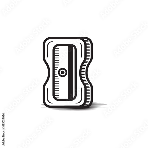 Monochrome Pencil Sharpener Illustration Simple and Striking Stationary Item for Creative Projects or Educational Content