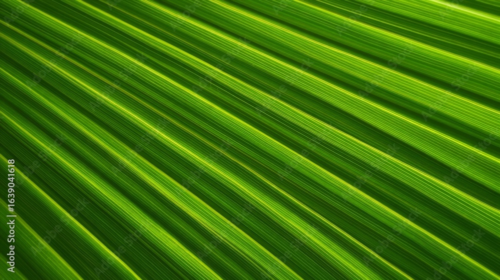 Radiant green palm leaf with vivid veins. AI image Radiant green palm leaf with vivid veins. AI image