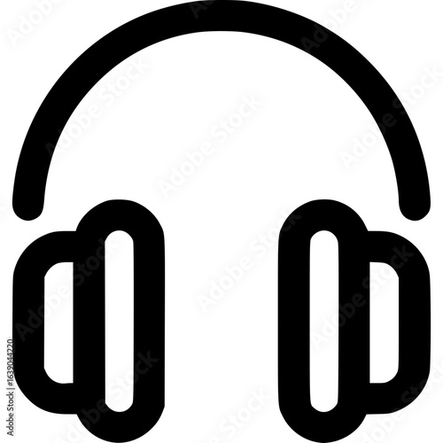 Headphone Icon: A clean, minimalist icon depicting a pair of headphones, perfect for design elements relating to music and sound. 