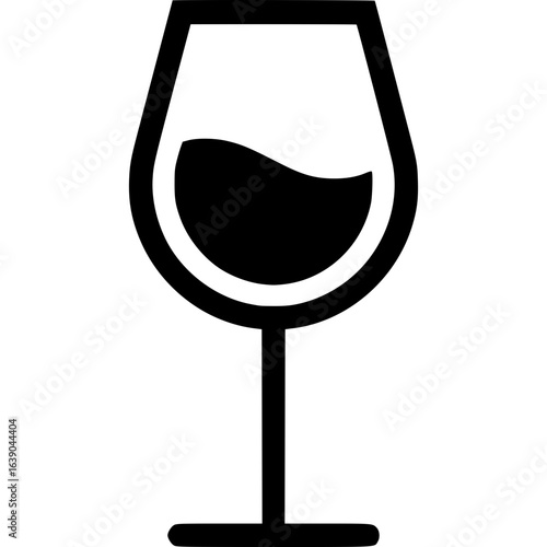 Wine Glass Illustration: A minimalist illustration depicts a sleek, stemmed wine glass, elegantly showcasing a swirl of the classic drink. Perfect for conveying sophistication.