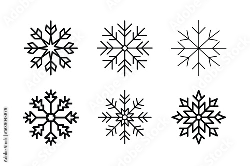 Snowflake Silhouette Icon Set