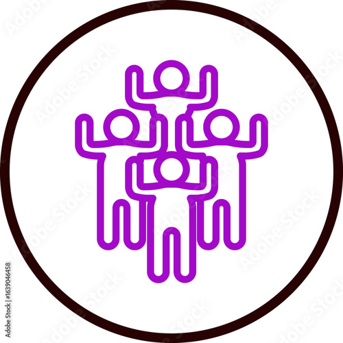 Political Rally Vector Line Purple Circle Black