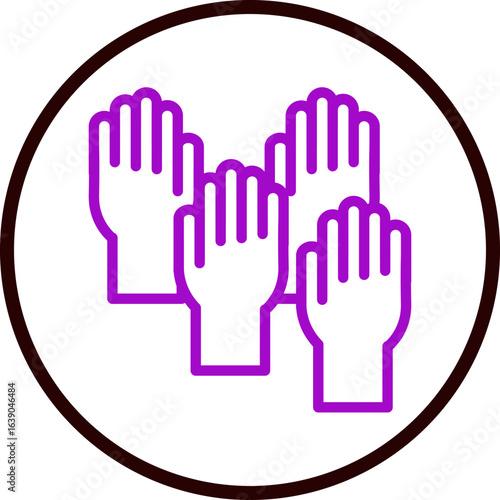 Election Volunteers Vector Line Purple Circle Black