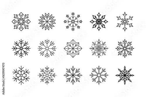Snowflake Silhouette Icon Set