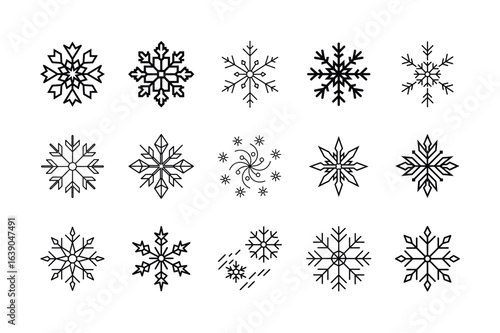 Snowflake Silhouette Icon Set
