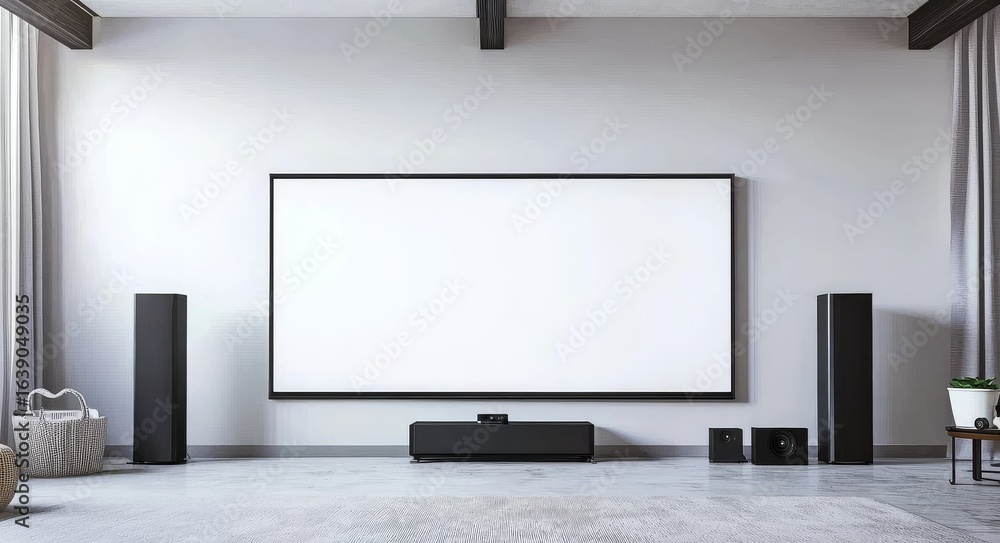 Fototapeta premium Simulated visuals are showcased on a luminous grey screen. 