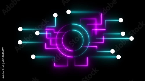 lowing Digital Circuit Motion Graphic in 4K Animated Neon Tech Circuitry Visual Effect