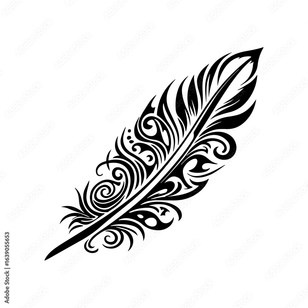 Obraz premium A feather design created through digital painting, an image that is suitable for both boho-style and modern designs.