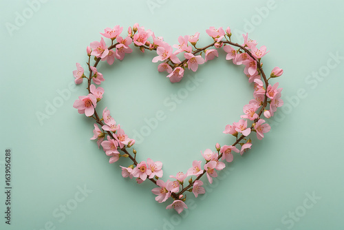 Pink cherry blossoms forming a heart shape pink flowers floral arrangement