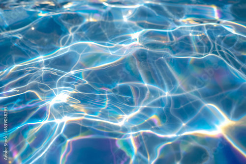 Rippling blue water surface with light refractions ripples