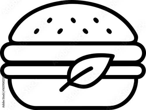 Delicious vegan burger with fresh green leaf a healthy fast food illustration