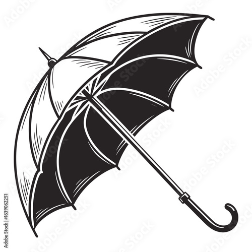 black umbrella isolated on white