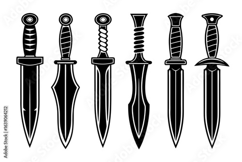 Collection of ancient roman gladius swords and daggers