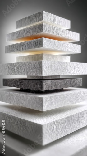 Stacked White Cut Paper Layers Minimalist Composition