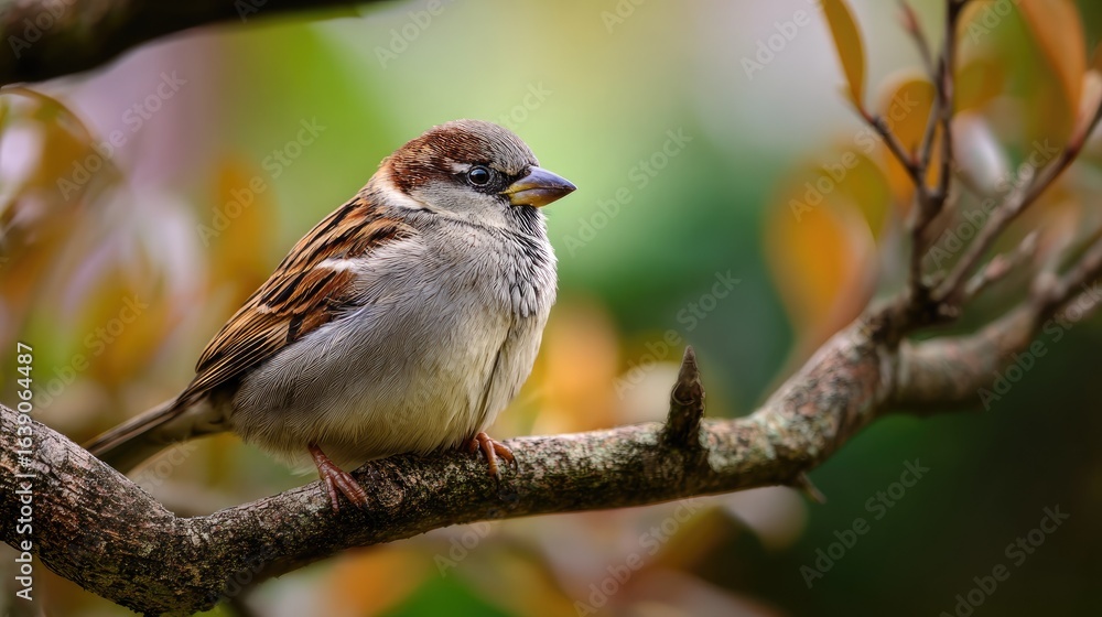 Sparrow Passer in the Wild on a Blurred Background Sparrow Passer in the Wild on a Blurred Background