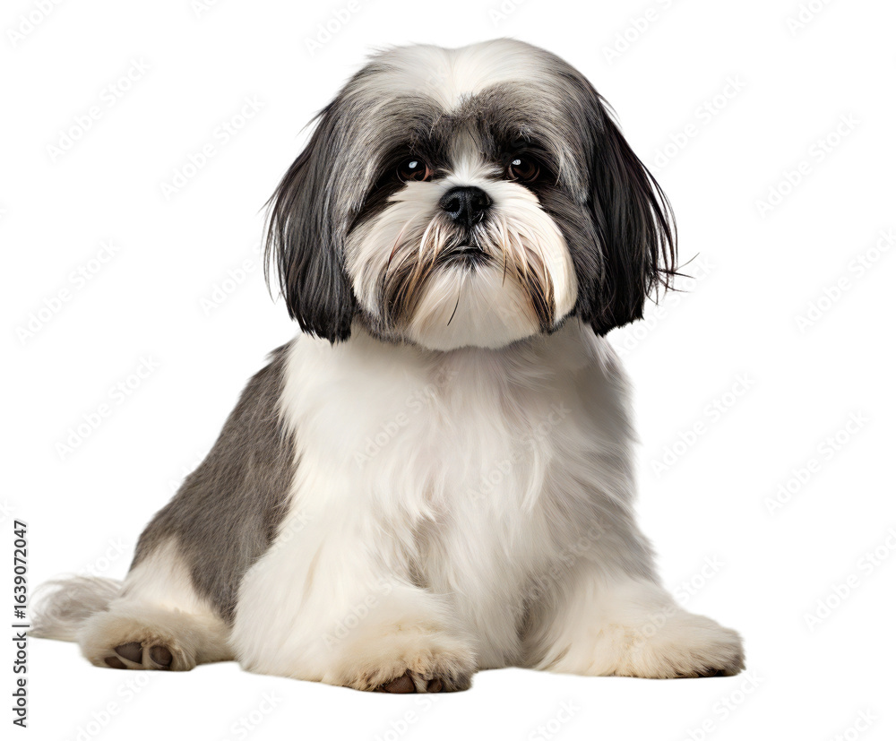 Cute shih tzu dog sitting and looking at the camera, isolated on transparent background Cute shih tzu dog sitting and looking at the camera, isolated on transparent background